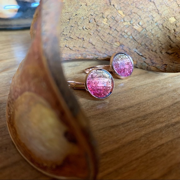 Pink & gold shimmering earrings handmade, NWT - Picture 1 of 11